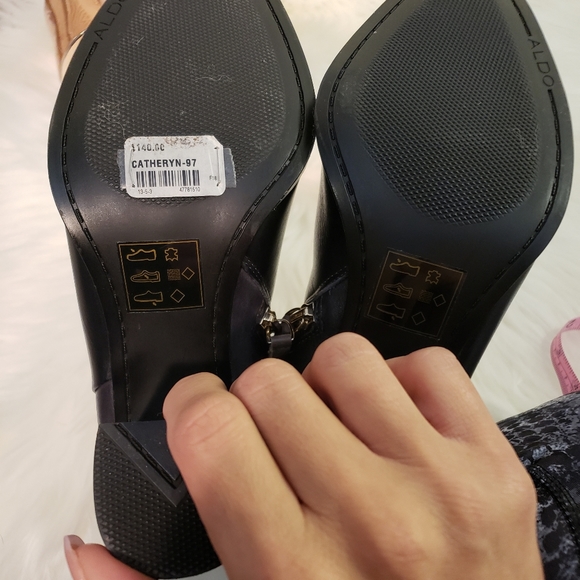 Aldo New Black and gray leather block heel boot - Picture 3 of 4